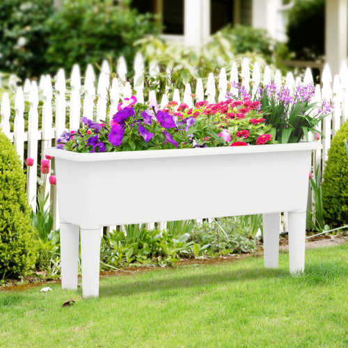 2 PCS Raised Garden Beds Self-Watering Planter Box with Detachable Legs and Drainage Hole-White - Color: Light Gray