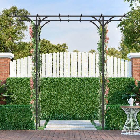 6.8 Feet Garden Arbor with Trellises for Climbing Plant Vine Rose - Color: Black