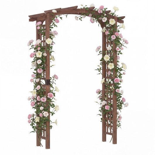 7.5 Ft Garden Arch Wooden Arbor Outdoor Wood Trellis for Climbing Plants-Rustic Brown - Color: Rustic Brown - Size: 7.5 FT