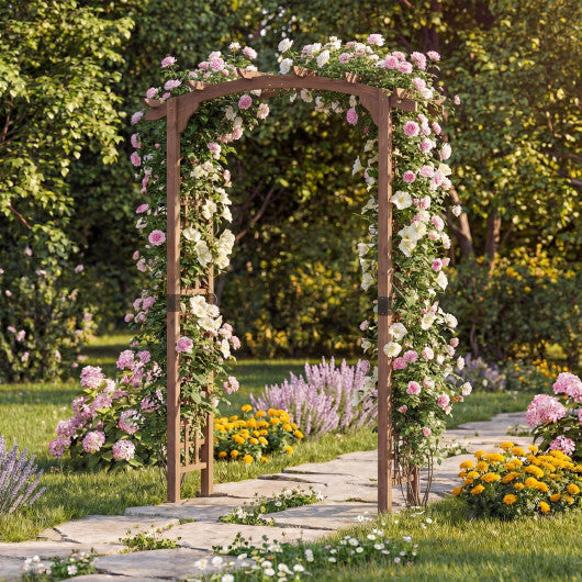 7.5 Ft Garden Arch Wooden Arbor Outdoor Wood Trellis for Climbing Plants-Rustic Brown - Color: Rustic Brown - Size: 7.5 FT