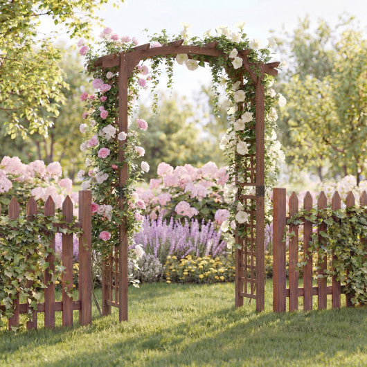 7.5 Ft Garden Arch Wooden Arbor Outdoor Wood Trellis for Climbing Plants-Rustic Brown - Color: Rustic Brown - Size: 7.5 FT