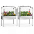 2 Pieces Galvanized Raised Garden Bed with Legs and Greenhouse Cover for Vegetable Flower-Silver - Color: Silver