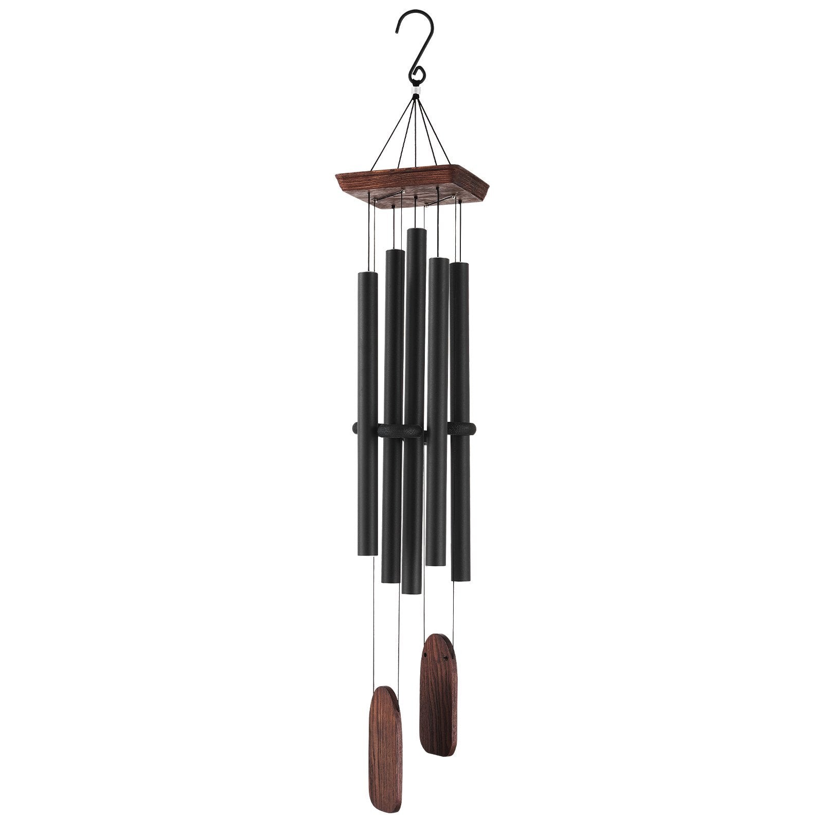 Wind Chimes for Outside, 48 in, Deep Tone Wind Chimes with 5 Tubes, Unique Large Memorial Wind Chimes for Anniversary, Amazing Outdoor Decor for Your Patio, Porch, Garden and Backyard, Black