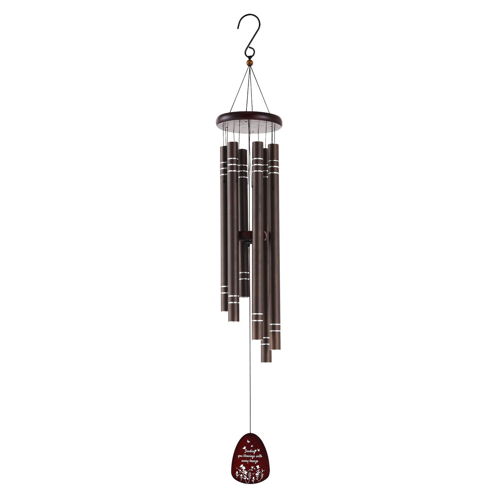 Wind Chimes for Outside, 42", Deep Tone Wind Chimes with 6 Tubes, Unique Large Memorial Wind Chimes for Anniversary, Amazing Outdoor Decor for Your Patio, Porch, Garden and Backyard, Dark Brown
