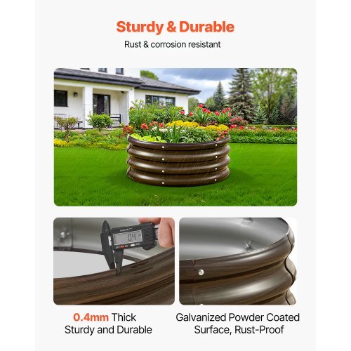 Metal Raised Garden Bed, 3 Pcs 2 x 2 x 1 ft Outdoor Galvanized Planter Garden Box, Open Bottom Design, Large Planter Raised Bed for Growing Vegetables, Flowers, Herbs, Succulents, Wood Grain