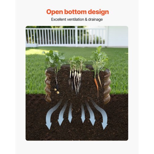 Metal Raised Garden Bed, 3 Pcs 2 x 2 x 1 ft Outdoor Galvanized Planter Garden Box, Open Bottom Design, Large Planter Raised Bed for Growing Vegetables, Flowers, Herbs, Succulents, Wood Grain