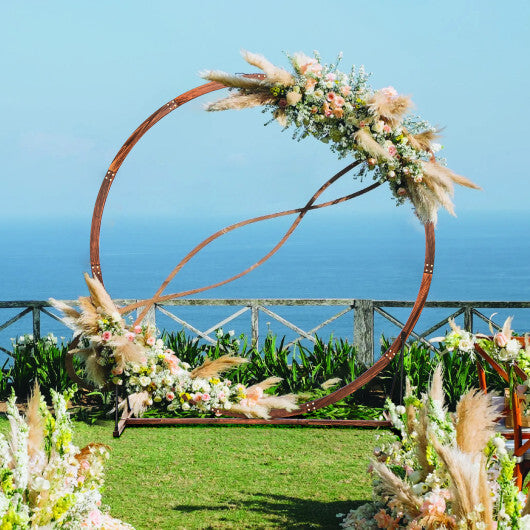 Wooden Wedding Arch Solid Wood Arbor Backdrop Stand for Wedding Ceremony-Round - Color: Brown