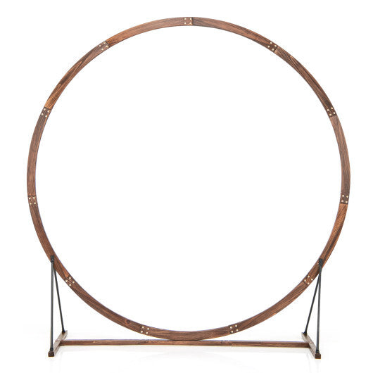 Wooden Wedding Arch Solid Wood Arbor Backdrop Stand for Wedding Ceremony-Round - Color: Brown