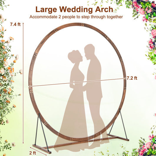 Wooden Wedding Arch Solid Wood Arbor Backdrop Stand for Wedding Ceremony-Round - Color: Brown