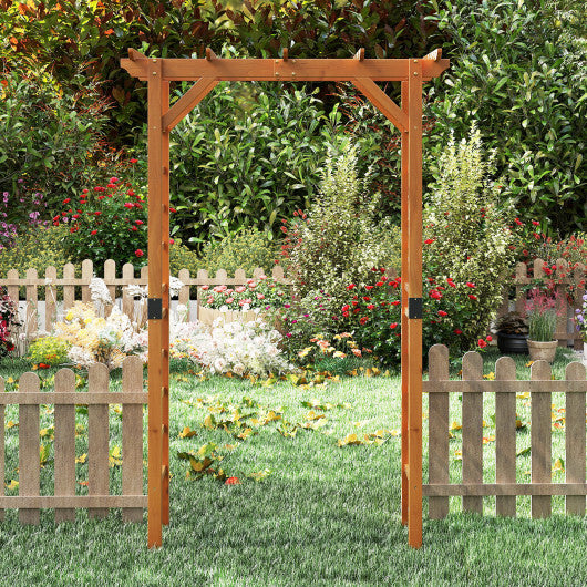 7/7.5 Feet Garden Arch Wooden Arbor Outdoor Wood Trellis for Climbing Plants-7 FT - Color: Yellow - Size: 7 ft