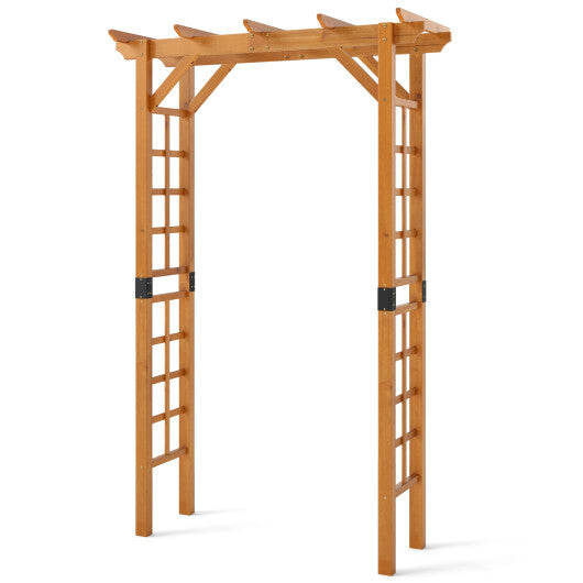 7/7.5 Feet Garden Arch Wooden Arbor Outdoor Wood Trellis for Climbing Plants-7 FT - Color: Yellow - Size: 7 ft