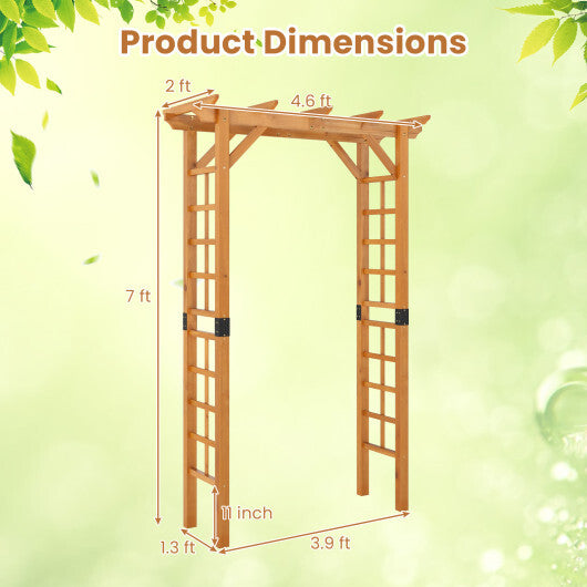 7/7.5 Feet Garden Arch Wooden Arbor Outdoor Wood Trellis for Climbing Plants-7 FT - Color: Yellow - Size: 7 ft