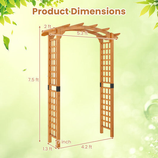 7/7.5 Feet Garden Arch Wooden Arbor Outdoor Wood Trellis for Climbing Plants-7.5 FT - Color: Orange - Size: 7.5 ft