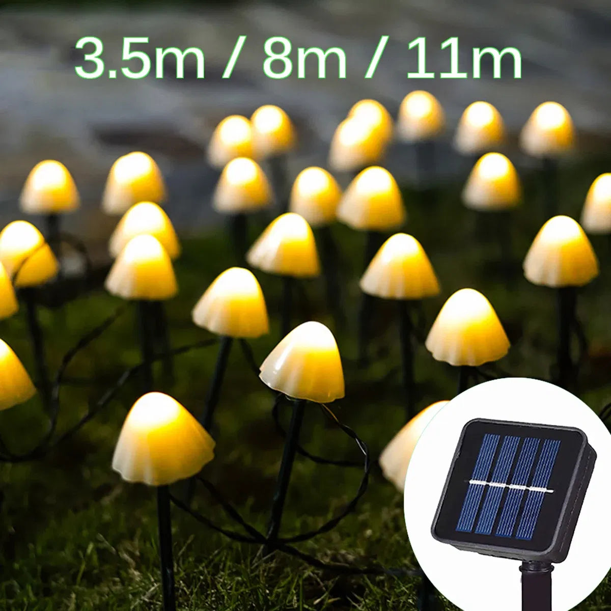 Emitting Color: Blue, Wattage: 100-300W, Ships From: CHINA - Outdoor LED Garland Solar Lights Mushroom Waterproof Landscape Christmas String Lamp For Lawn Garden Patio Street Decoration