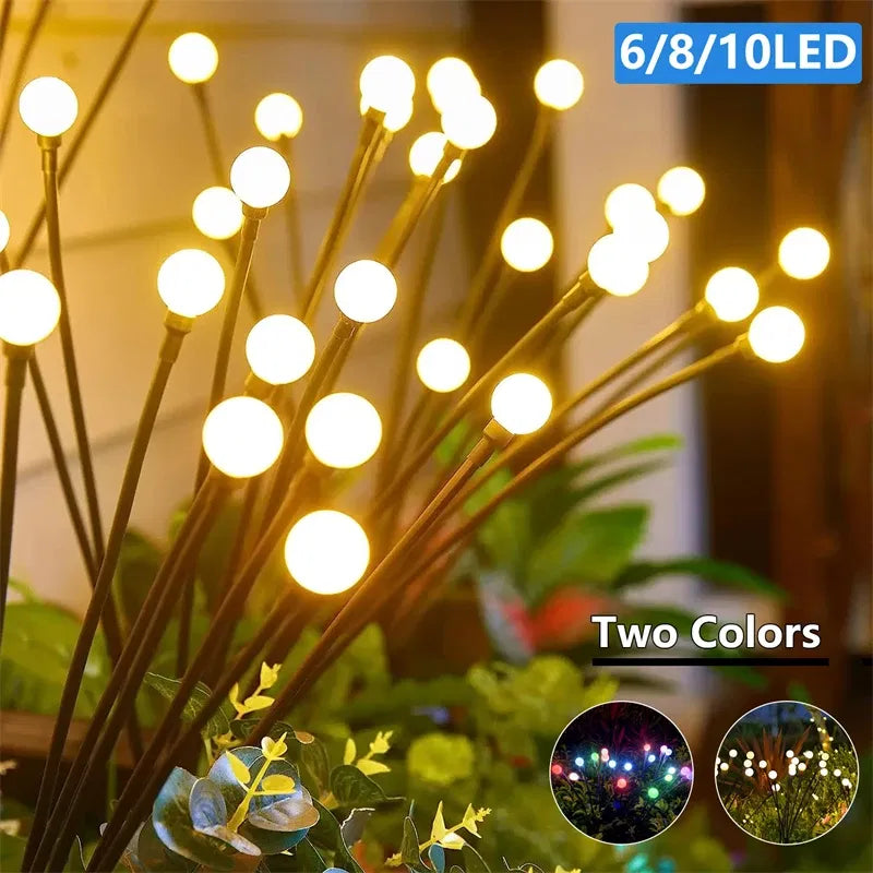 Emitting Color: moon blue, Wattage: 0-5W - 6/8/10 LED Solar Garden Lights Powered Firefly Lights Outdoor Garden Decoration Landscape Lights Firework Firefly Lawn Lamps