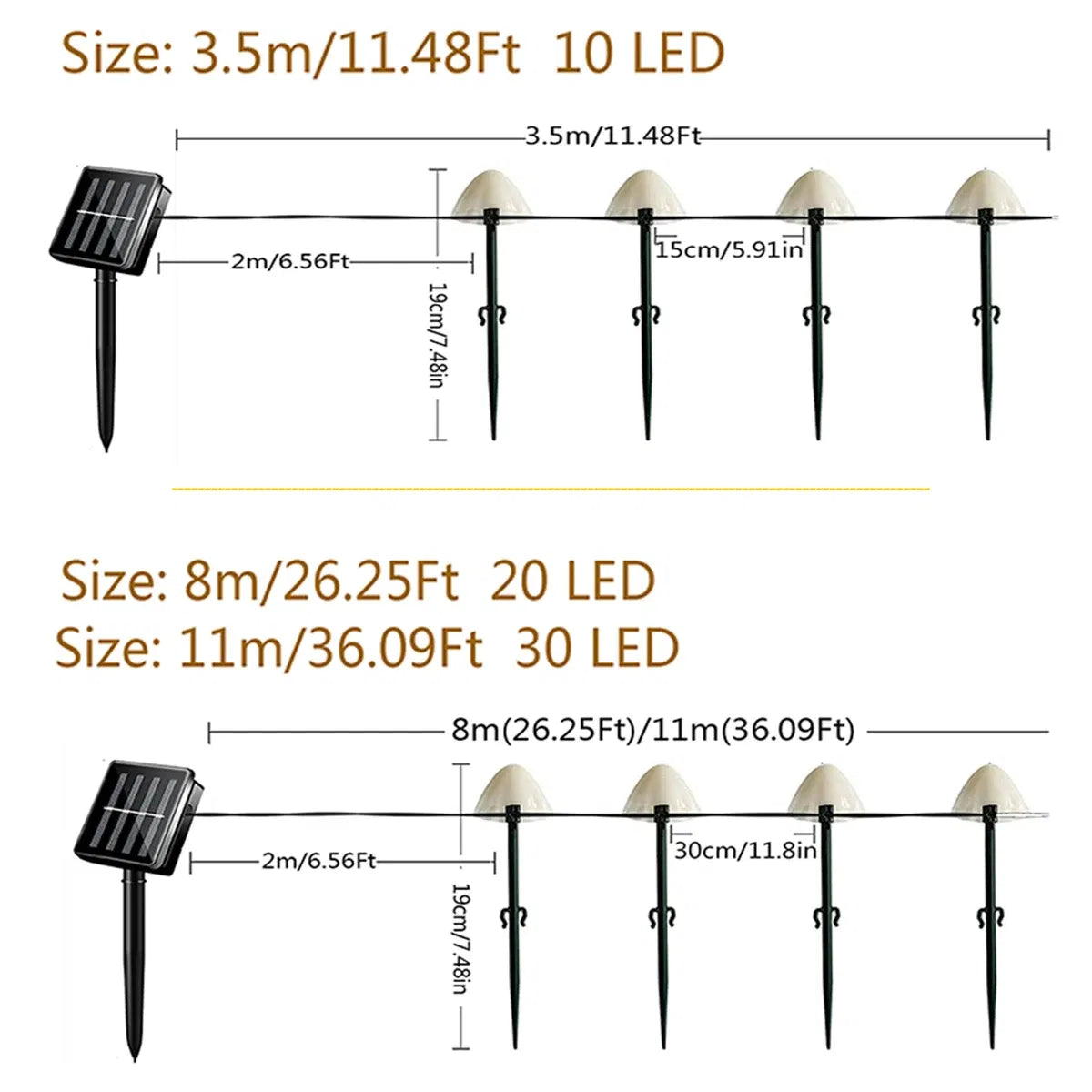 Emitting Color: Blue, Wattage: 100-300W, Ships From: CHINA - Outdoor LED Garland Solar Lights Mushroom Waterproof Landscape Christmas String Lamp For Lawn Garden Patio Street Decoration
