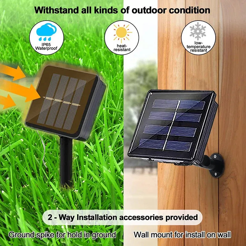 Emitting Color: WHITE, Wattage: 0-5W - 300LEDs Solar Curtain Light LED Outdoor Waterproof Garland Decoration String Lights Yard Christmas Fairy Garland String Lights