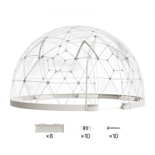 Garden Dome Igloo, 12 x 7.2 ft Outdoor Clear Bubble Tent for 4-7 Person, Weatherproof Geodesic Dome Greenhouse  with Window, PVC Igloo Tent for Backyard Patios Camping Party Wedding