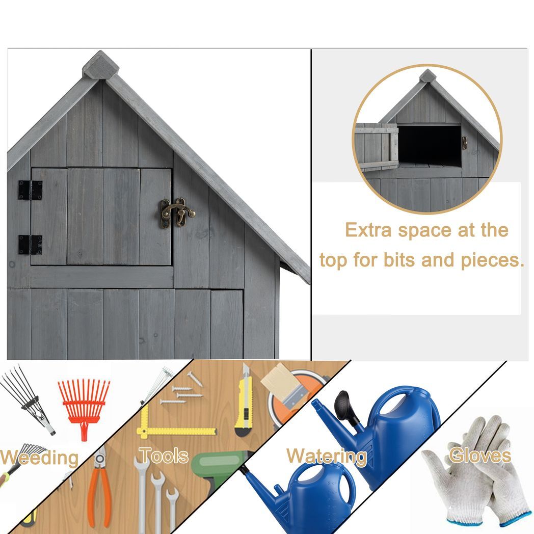 Outdoor Tool Storage Cabinet, Wooden Fir Garden Shed with Single Storage Door