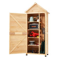 Outdoor Storage Shed, Large Wooden Outside Storage Shed, Garden Tool Shed with Shelves, Lock, and Floor, Waterproof Storage House Cabinet for Patio Yard Lawn Garden, 28x63 inch