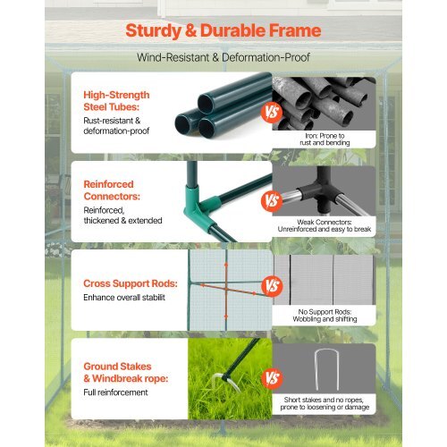 Crop Cage, 9.5 x 6.36 x 6.36 ft Plant Protection Tent with Zippered Door, Wind-Resistant Tall Crop Cage, Easy to Install, Outdoor Raised Bed Cover, Tomato Plant Netting for Garden Patio Lawn
